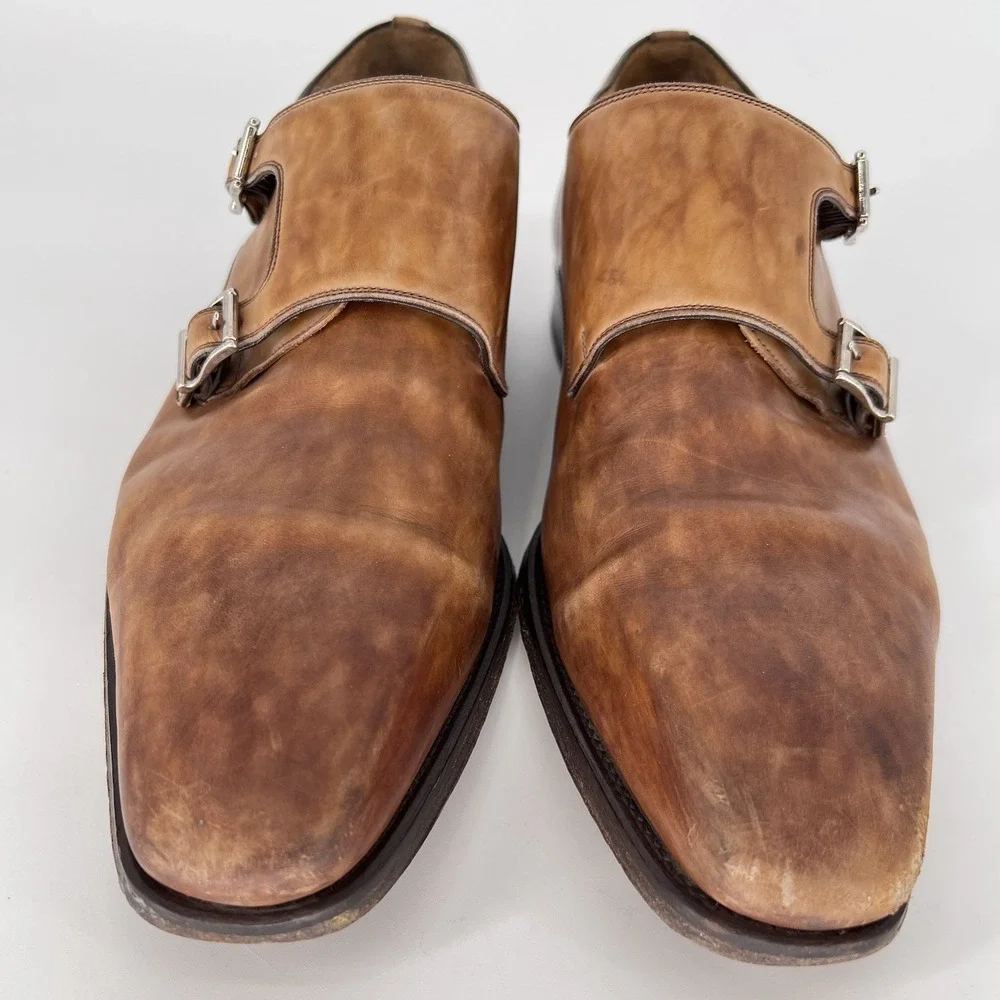 Magnanni Miro Double Monk Strap Mens 12M Brown Leather Oxford Shoes Dress #13274
